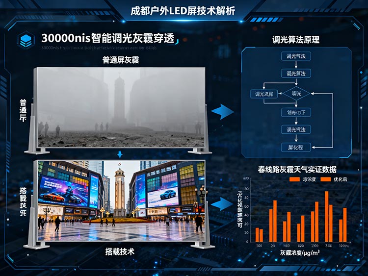 成都LED顯示屏生存戰：納米涂層防潮&times;自循環散熱&times;30,000nits破霧實戰錄